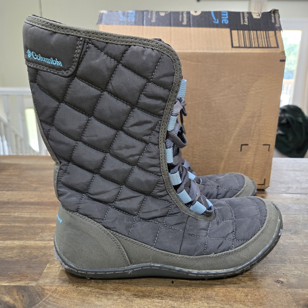 COLUMBIA Crystal Mid Lace Boots Women's 8 Gray Quilted 200 Grams Waterproof Snow